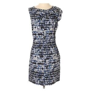 Kate Spade Saturday Blue Dot Cotton Asymmetrical Dress Blue,Grey,White Medium